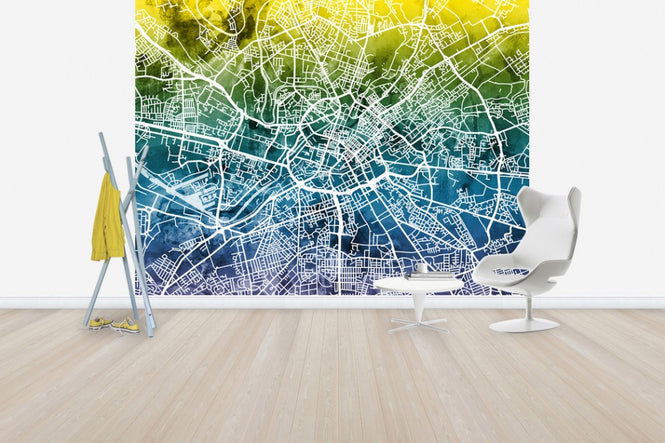 PHOTOWALL / Manchester Street Map Bluegreen (e50096)