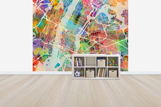 PHOTOWALL / New York Street Map Multicolour (e50101)