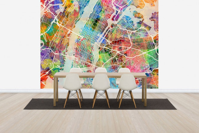 PHOTOWALL / New York Street Map Multicolour (e50101)