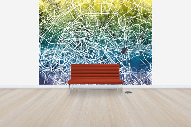 PHOTOWALL / Paris Street Map Bluegreen (e50103)