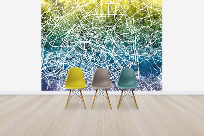 PHOTOWALL / Paris Street Map Bluegreen (e50103)