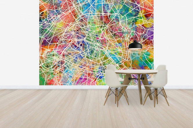 PHOTOWALL / Paris Street Map Multicolour (e50104)