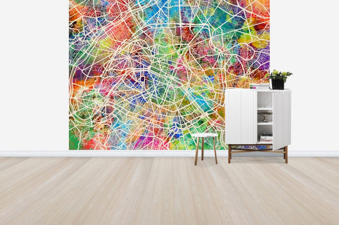 PHOTOWALL / Paris Street Map Multicolour (e50104)