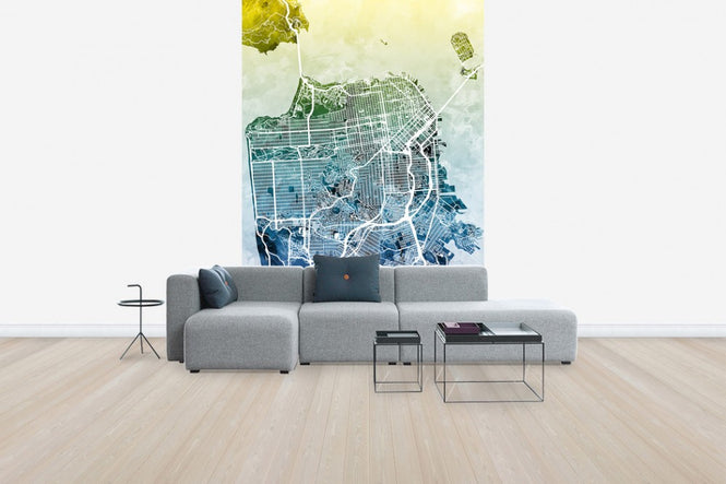 PHOTOWALL / San Fransisco Street Map Bluegreen (e50109)