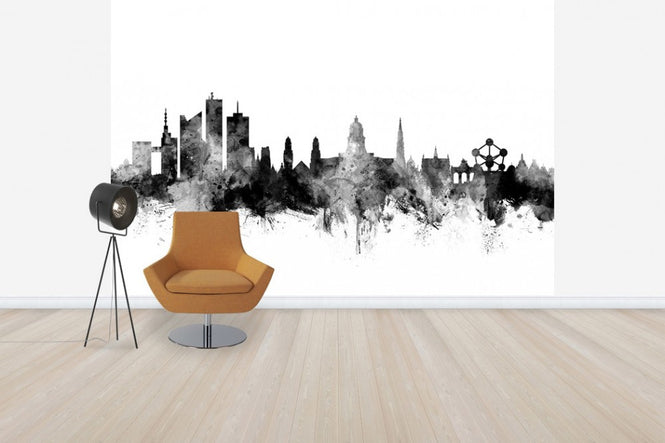 PHOTOWALL / Brussels Skyline Black (e50123)