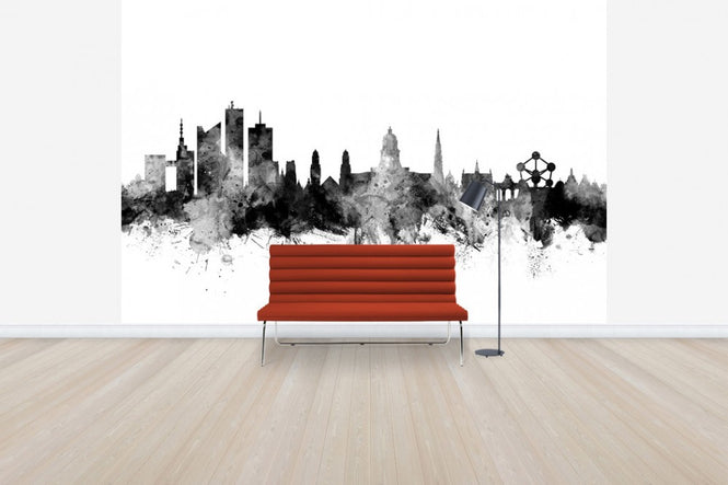 PHOTOWALL / Brussels Skyline Black (e50123)