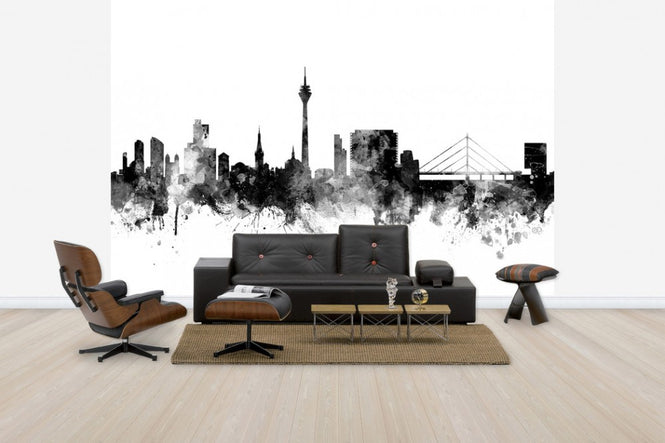 PHOTOWALL / Dusseldorf Skyline Black (e50137)