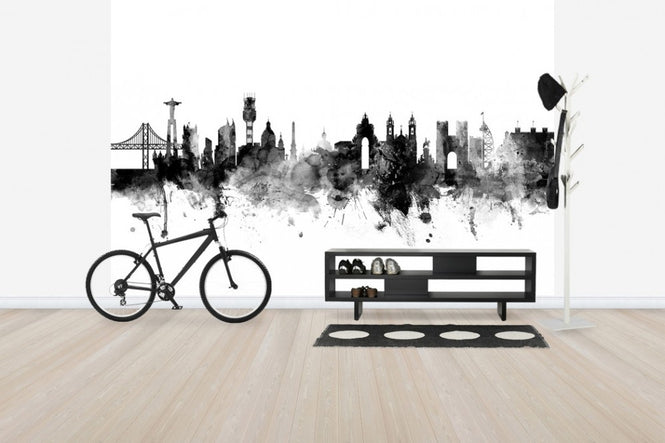 PHOTOWALL / Lisbon Skyline Black (e50153)