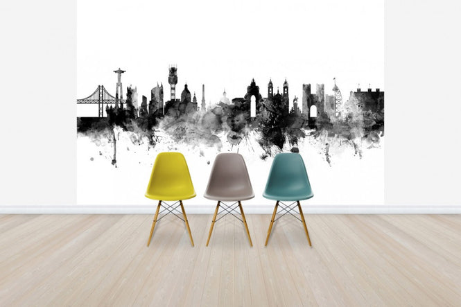 PHOTOWALL / Lisbon Skyline Black (e50153)