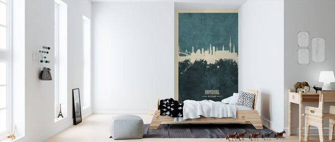 PHOTOWALL / Hamburg Germany Skyline Blue (e310708)