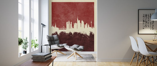 PHOTOWALL / Frankfurt Germany Skyline Red (e310713)
