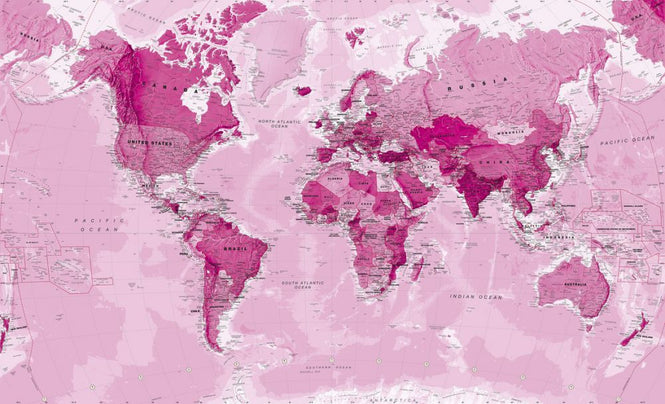 PHOTOWALL / World Map Pink (e316086)