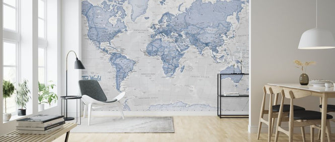 PHOTOWALL / World Map Political Blue (e316090)