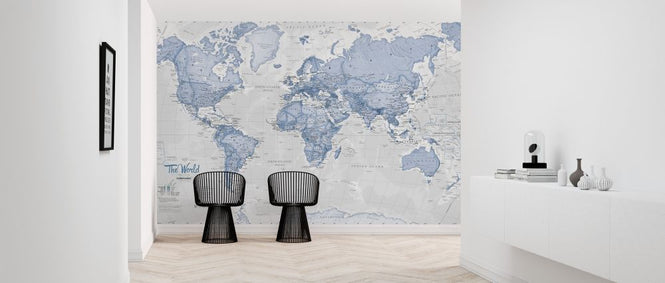 PHOTOWALL / World Map Political Blue (e316090)