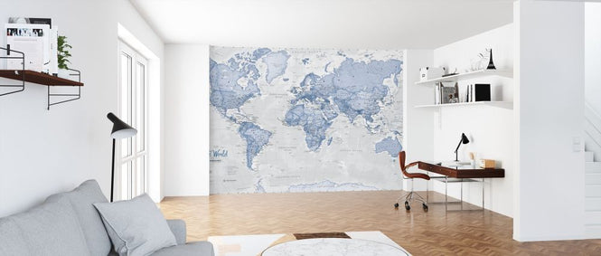 PHOTOWALL / World Map Political Blue (e316090)