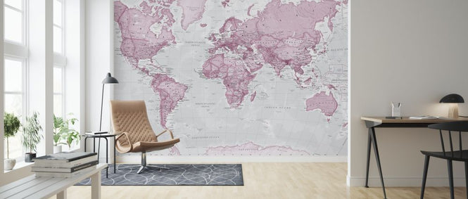 PHOTOWALL / World Map Political Pink (e316091)