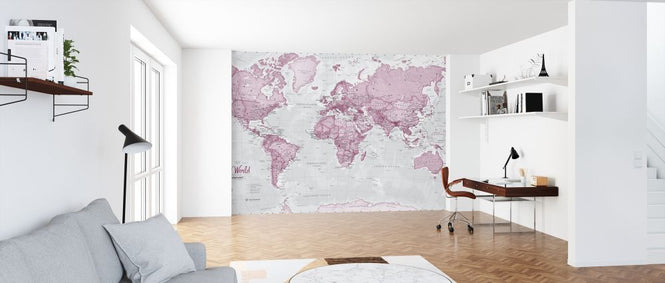 PHOTOWALL / World Map Political Pink (e316091)