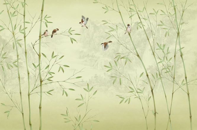 PHOTOWALL / Bamboo Birds - Yellowish (e318724)