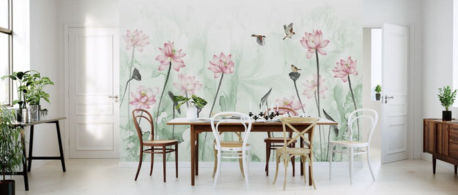 PHOTOWALL / Birds and Flower Garden - Green (e318738)