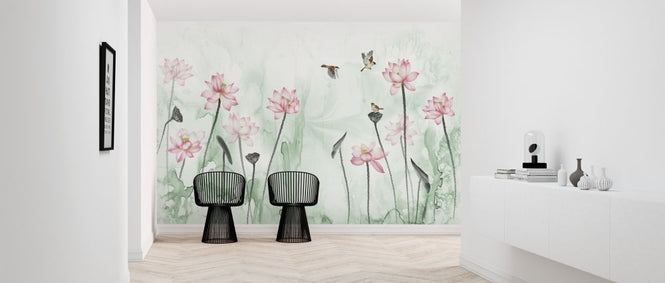 PHOTOWALL / Birds and Flower Garden - Green (e318738)