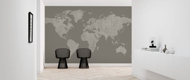 PHOTOWALL / Voguish World Map - Brown Gray (e320771)