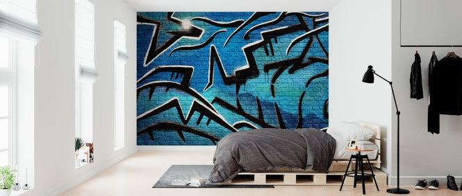 PHOTOWALL / Brick Wall Graffiti - Blue (e320815)