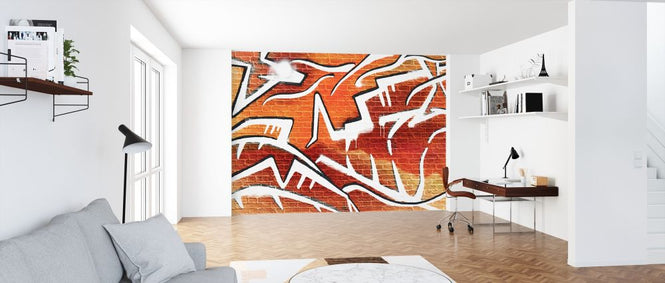 PHOTOWALL / Brick Wall Graffiti - Orange (e320818)