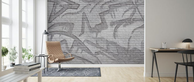 PHOTOWALL / Brick Wall Graffiti - Gray (e320817)