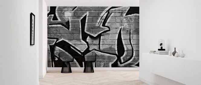 PHOTOWALL / Graffiti Brick Wall - BW (e320890)