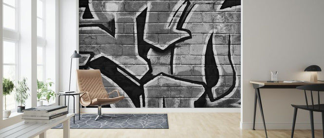 PHOTOWALL / Graffiti Brick Wall - BW (e320890)