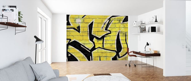 PHOTOWALL / Graffiti Brick Wall - Yellow (e320895)