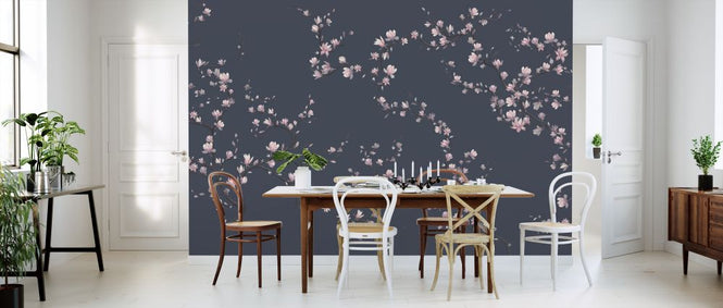PHOTOWALL / Flourishing Magnolia - Dark Blue (e322729)