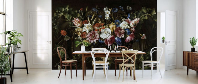PHOTOWALL / Garland of Flowers with Landscape (e322100)