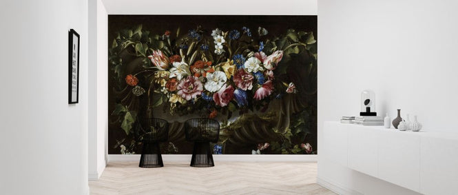 PHOTOWALL / Garland of Flowers with Landscape (e322100)