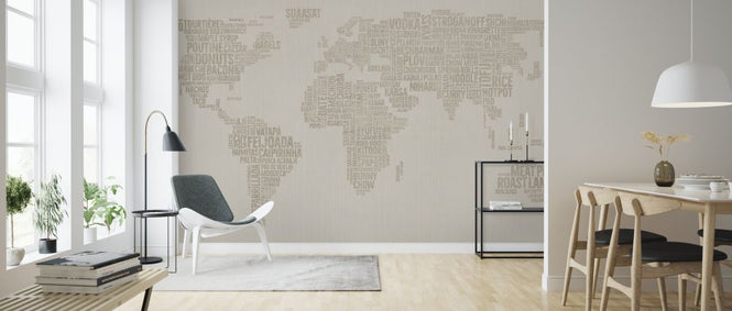 PHOTOWALL / World Menu Map - Beige (e326414)