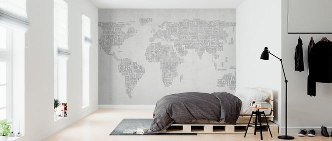 PHOTOWALL / World Menu Map - Light Gray (e326419)