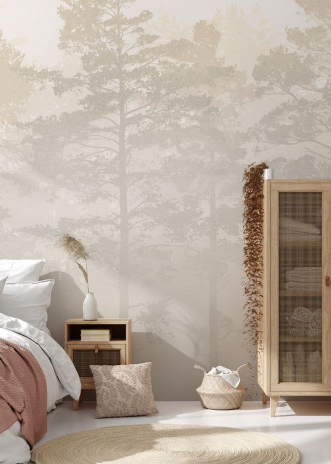 PHOTOWALL / Misty Pine Forest - Beige (e327621)