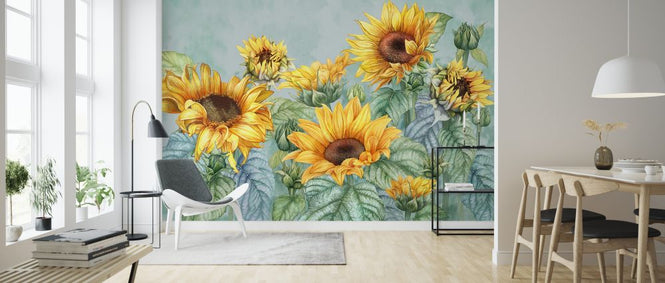 PHOTOWALL / Sunflowers - Green (e327103)