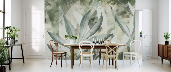 PHOTOWALL / Painted Leaves - Green (e328126)