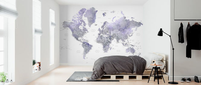 PHOTOWALL / World Map with Cities (e325701)