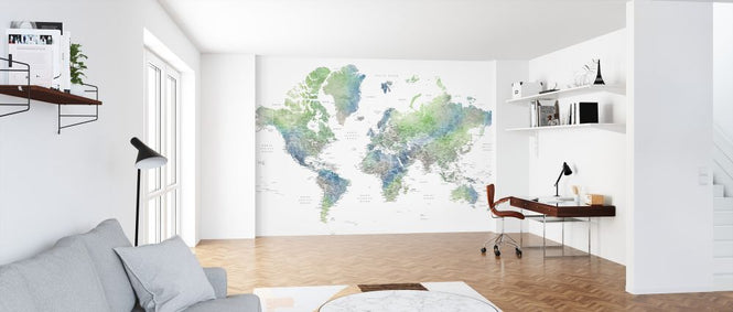 PHOTOWALL / World Map with Cities (e325708)
