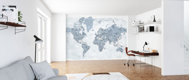 PHOTOWALL / World Map with Cities (e325711)