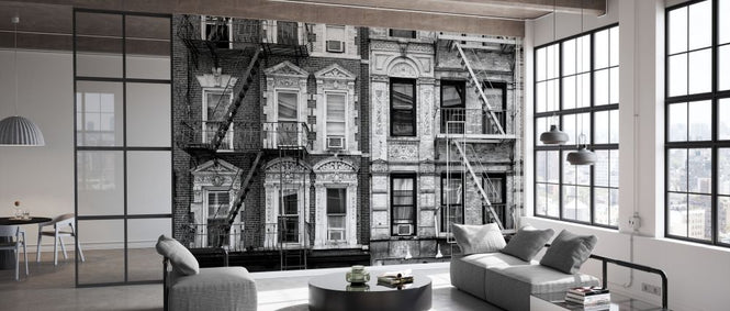 PHOTOWALL / Black Manhattan - Two Fire Escape Stairs (e328643)