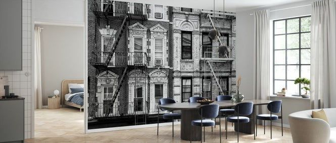 PHOTOWALL / Black Manhattan - Two Fire Escape Stairs (e328643)