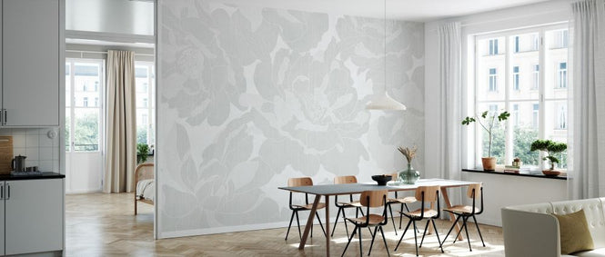 PHOTOWALL / Peonies Garden - Silvery (e330472)