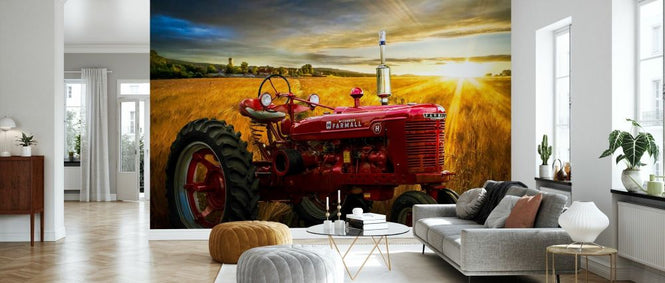 PHOTOWALL / Red Tractor in Sunset Gold (e332509)