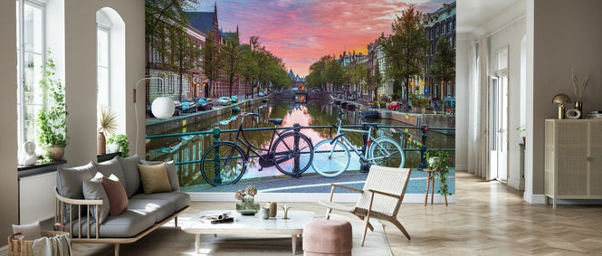 PHOTOWALL / Bicycles over a Canal in Amsterdam (e333948)