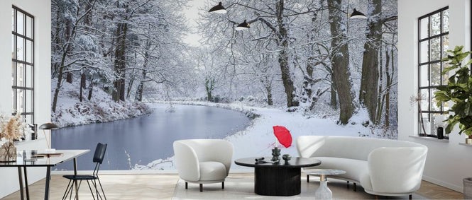 PHOTOWALL / Umbrella by a Snowy Canal (e333988)