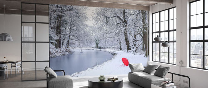 PHOTOWALL / Umbrella by a Snowy Canal (e333988)
