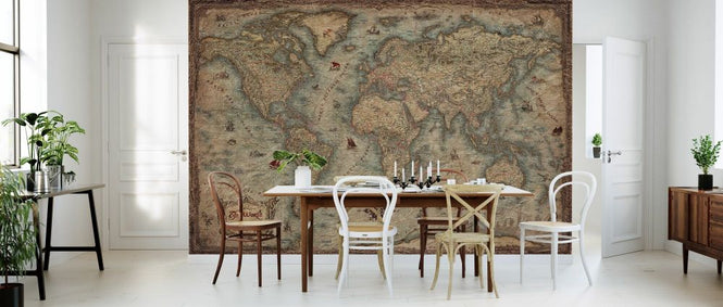 PHOTOWALL / World Map LOTR Style - Blue (e84032)